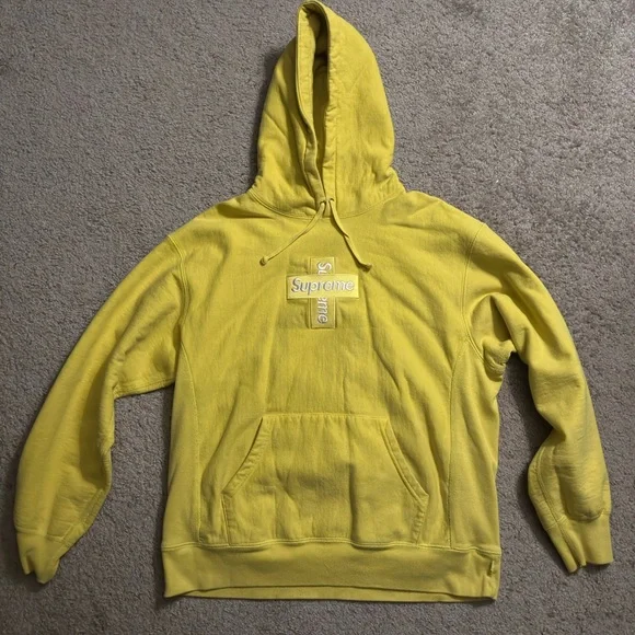 supreme Cross Box Logo Hooded Lemon